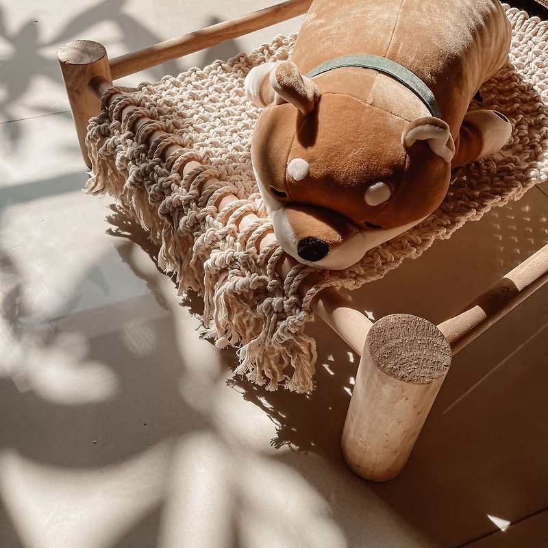 Macrame pet hammock - ที่นอนสัตว์ - ผ้าฝ้าย/ผ้าลินิน ขาว