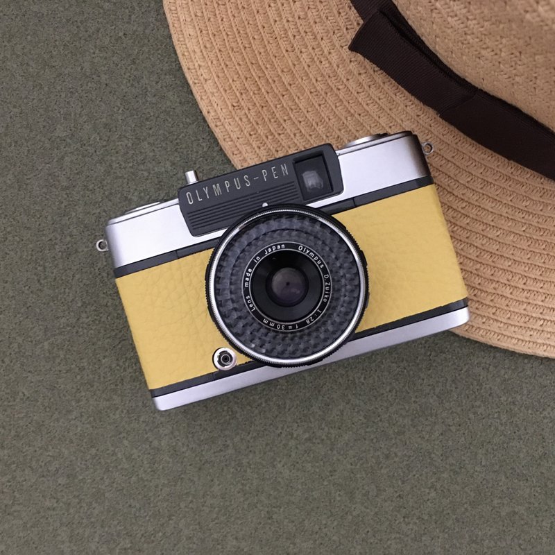 Olympus PEN EES-2   with lemon yellow color shrink genuine leather - กล้อง - โลหะ สีเหลือง