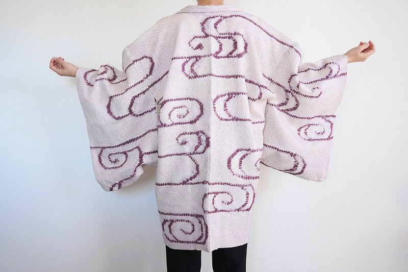 Japanese KIMONO, Shibori kimono, silk haori, authentic kimono - Women's Casual & Functional Jackets - Silk Purple