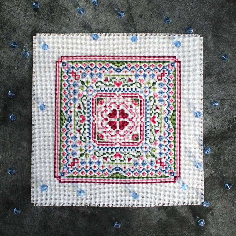 Cross stitch pattern PDF, simple and easy cross stitch chart Colorful square - Logo 設計/圖案設計 - 其他材質 