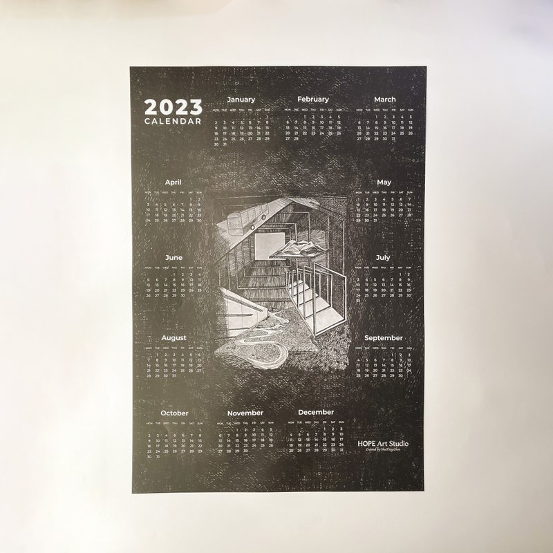 【2023年曆】2023 破曉之時-海報 - 日曆/月曆/年曆 - 紙 黑色