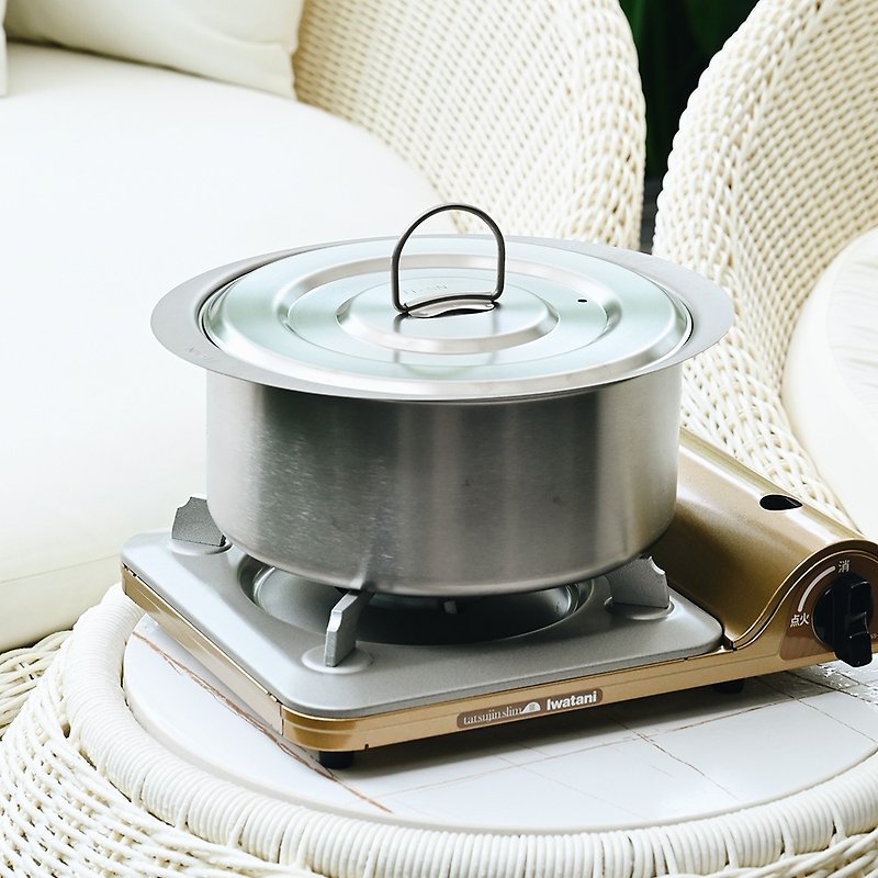 [Soup & Hot Pot/First Choice] Pure Titanium Large Soup Pot/Hot Pot/Ingot Pot 4500ml (Including Titanium Lid) - กระทะ - โลหะ สีเงิน