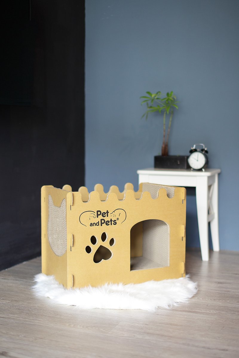 Pet and Pets- Bungalow Cat House - อุปกรณ์แมว - กระดาษ สีนำ้ตาล