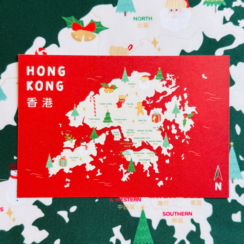 Hong Kong Map Christmas Card - การ์ด/โปสการ์ด - กระดาษ หลากหลายสี