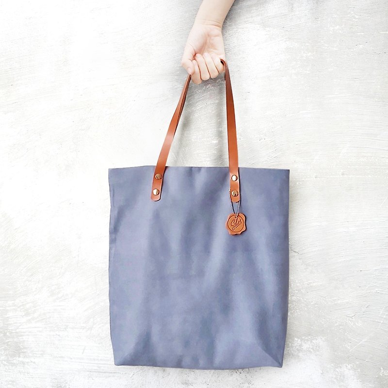 Textured Suede Shoulder Bag/Tote Bag (Grey Blue) - New Double Magnetic Buckle - Messenger Bags & Sling Bags - Genuine Leather Blue