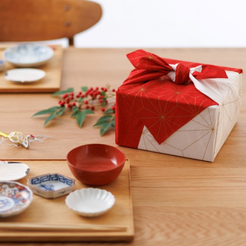 京都風呂敷包巾-祝褔 二巾-麻葉龜甲 - 手帕 - 棉．麻 