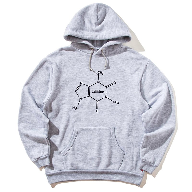 Caffeine Molecule 帽T 刷毛 中性版 灰色 咖啡因分子 秋裝 咖啡 - 中性衛衣/T 恤 - 其他材質 灰色