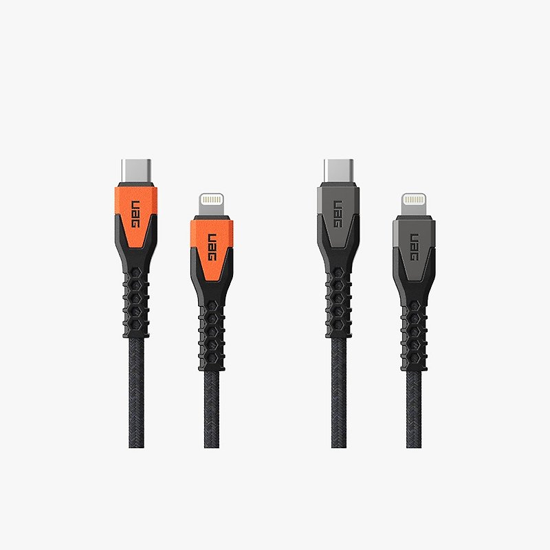 UAG USB-C to Lightning 最高級超折りたたみ式充電伝送ケーブル 1.5M - 充電器・USBコード - ナイロン 多色