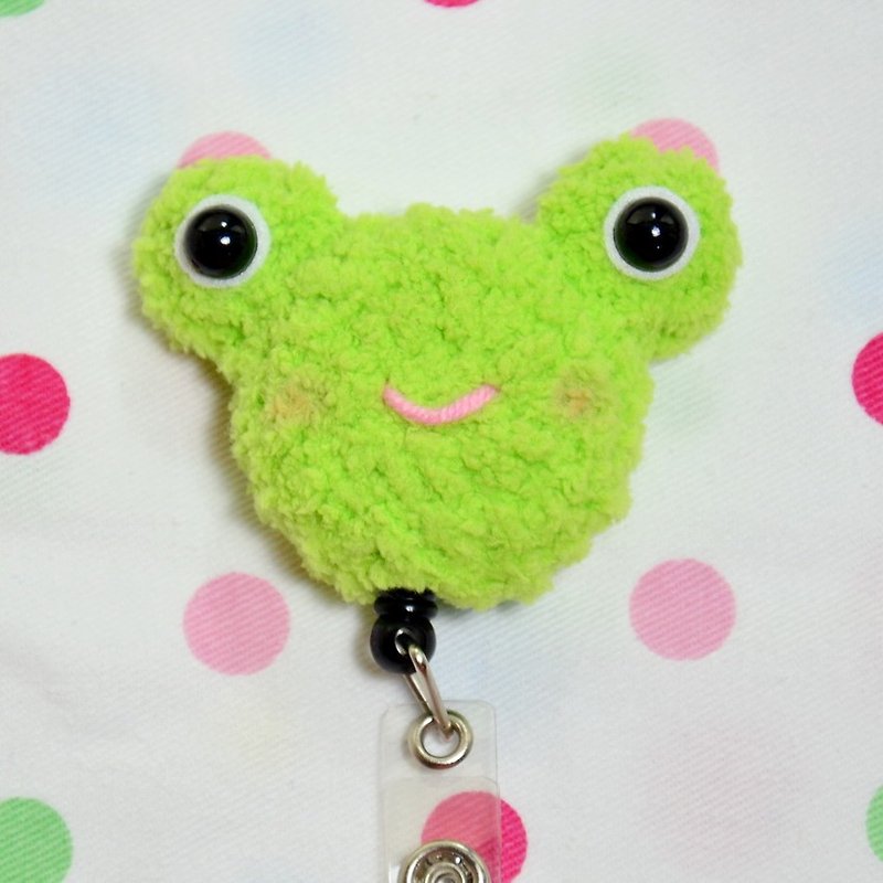 Frog-Retractable Buckle/Certificate Holder/Identification Card/Knitted Wool - ที่ใส่บัตรคล้องคอ - วัสดุอื่นๆ สีเขียว