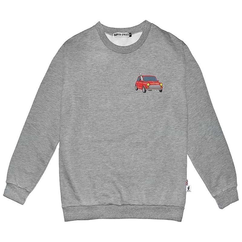 British Fashion Brand -Baker Street- Driving Alpaca Printed Sweatshirt - เสื้อฮู้ด - ผ้าฝ้าย/ผ้าลินิน สีเทา