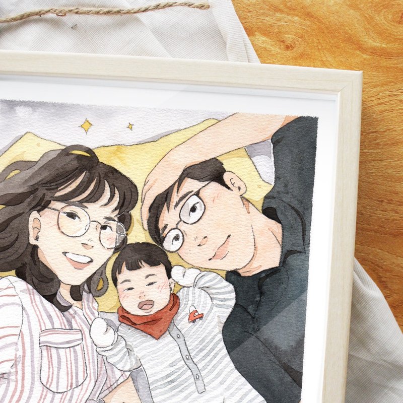 【Christmas Gift】Memorial Family Portraits | Portrait Illustrations | Valentine's Day | Birthday Face Paintings - Customized Portraits - Paper 