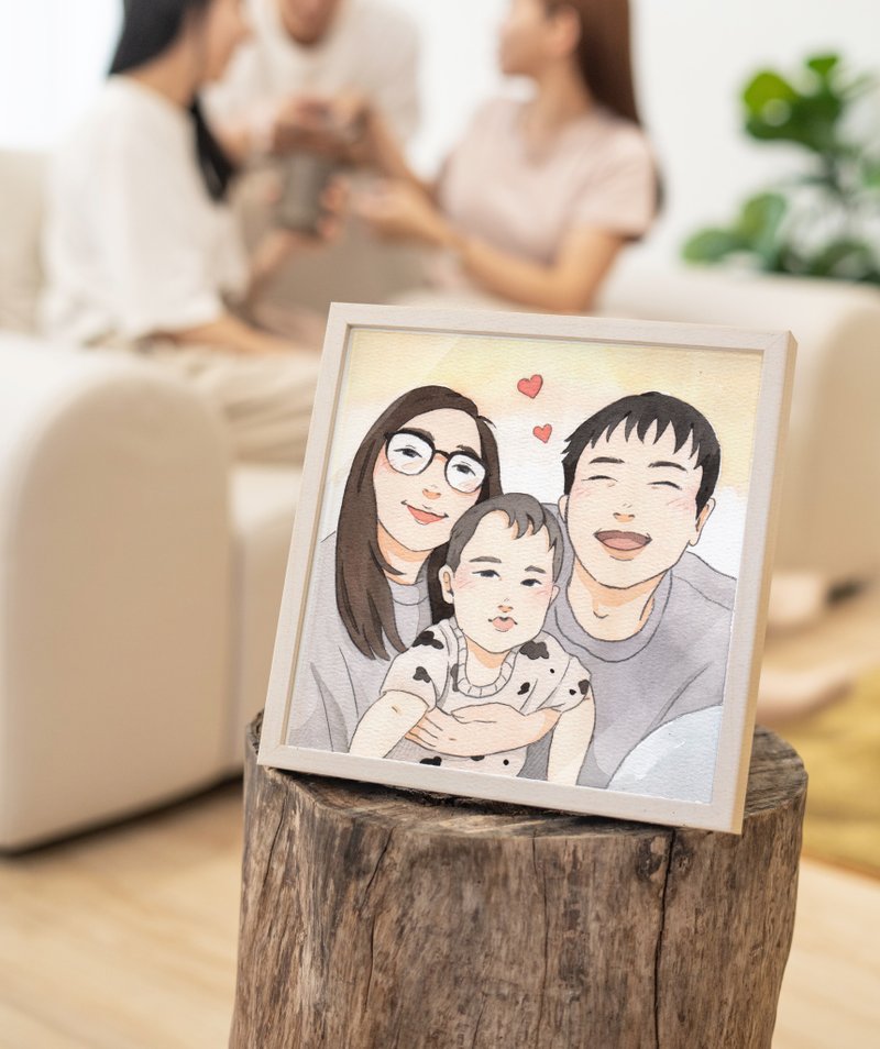 【 紀念日送禮 】全家福 | 婚禮插畫 | 生日 | 情人節 | 週歲送禮 - 似顏繪/客製畫 - 紙 