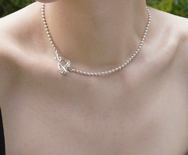 LAYOVV☆[Silver925] Silver ball chocker necklace 925 Sterling Silver) Heart toggle silver ball choker