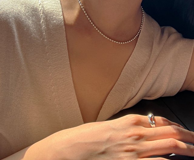 LAYOVV☆[Silver925] Silver ball chocker necklace silver925] 5mm Silver ball chain chocker necklace