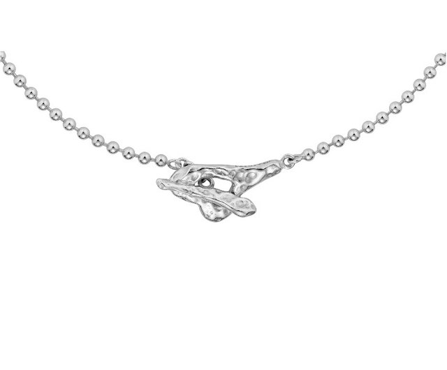 925 Sterling Silver) Heart toggle silver ball choker