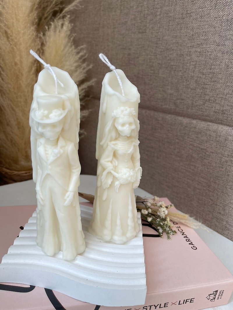 Set of wedding candles, scented candles, soy candles, couple candles, home decoration candles - 香氛蠟燭/燭台 - 蠟 