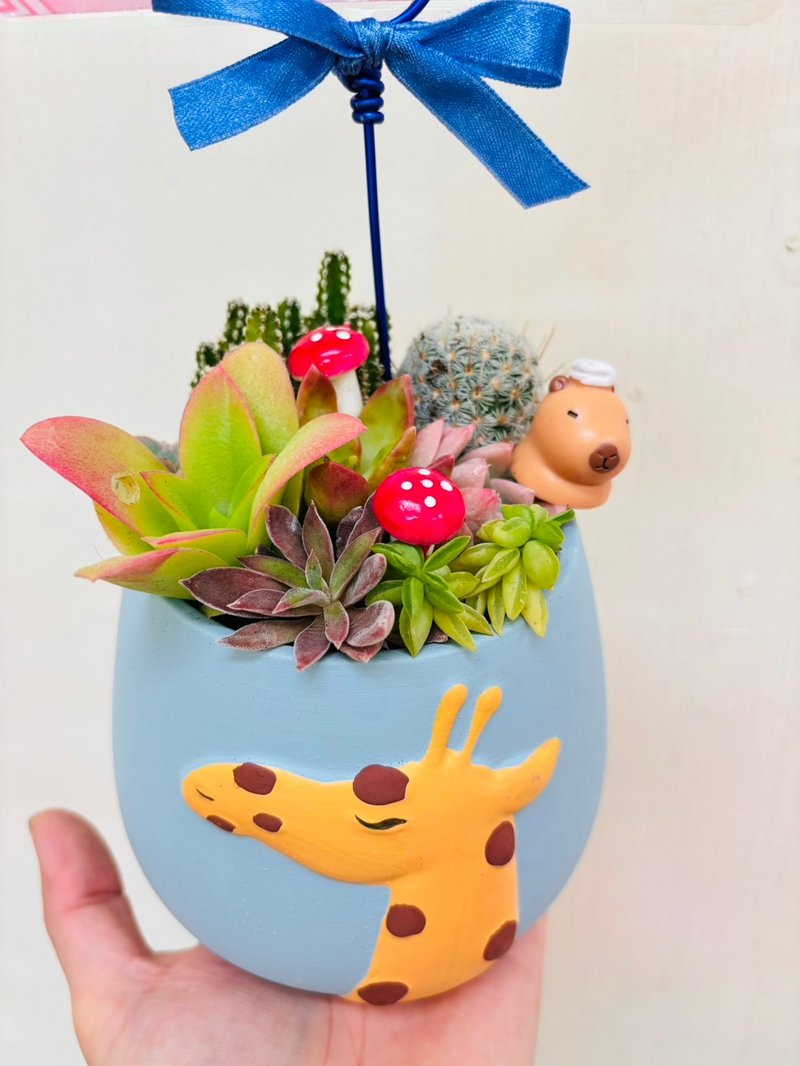 [Experiential activity] Vita Design parent-child succulent basin class-cute animal basin - จัดดอกไม้/ต้นไม้ - ปูน 