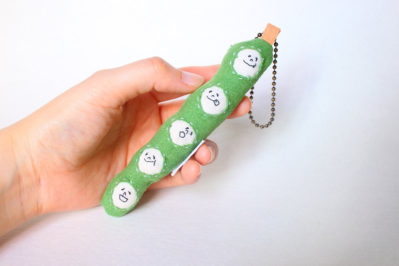 Green peas　Key chain  Strap - เชือก/สายคล้อง - ผ้าฝ้าย/ผ้าลินิน สีเขียว