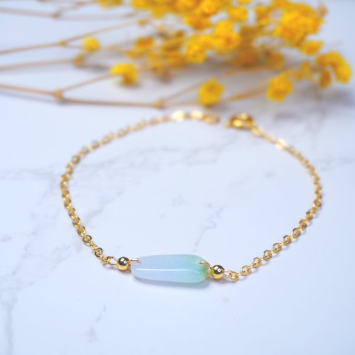 瓔珞珠寶盒 E.L.Jewelry Box 冰種飄綠翡翠隨形手鍊 14K包金 | 天然緬甸玉A貨翡翠 | 送禮