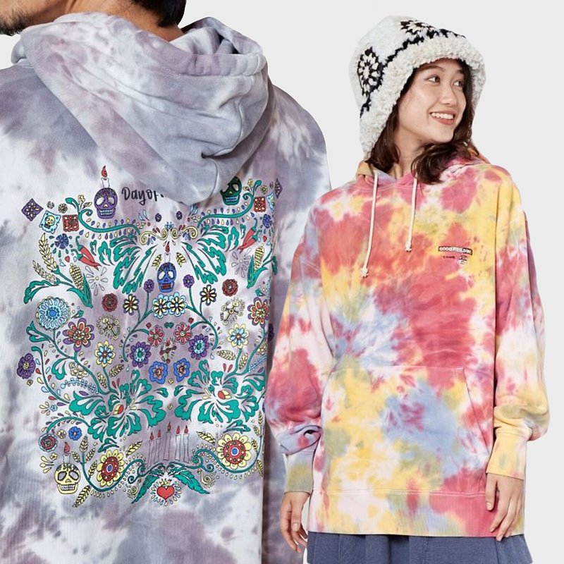 [Popular Pre-order] Lively Day of the Dead colorful rendering hoodie ML (3 colors) JSU-4310 - เสื้อฮู้ด - วัสดุอื่นๆ 