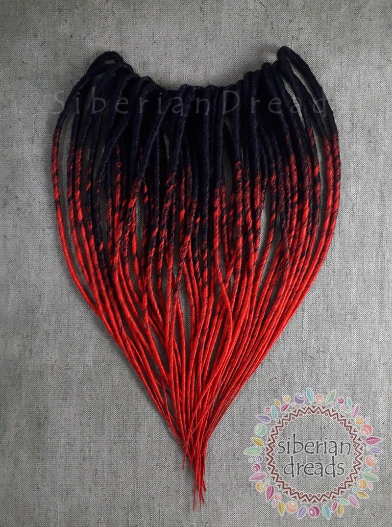 Classic Gothic Dreadlocks  / Black Red Twist Synthetic Dreads / Goth Hair. - 髮夾/髮圈 - 其他材質 紅色