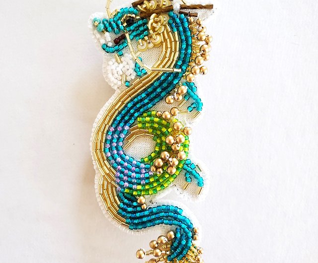 hobby kit dragon beads embroidery brooch - Shop marinema
