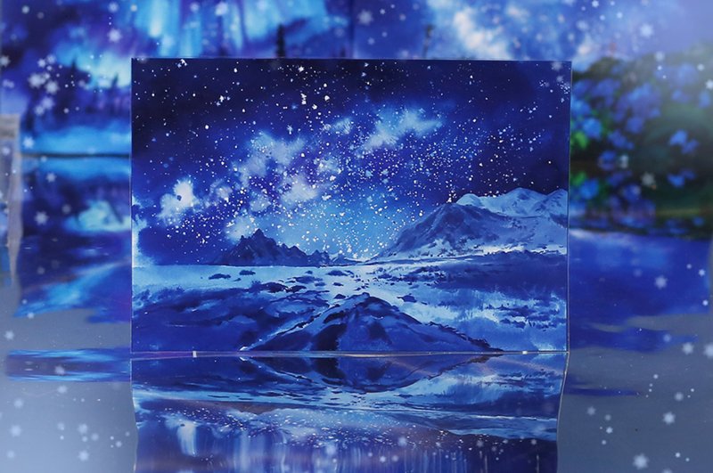 極光山影 世界の果てで出會う 絶景 PET 和紙膠帶 10米卷 巨畫幅 - 紙膠帶/和紙/PET - 其他材質 多色