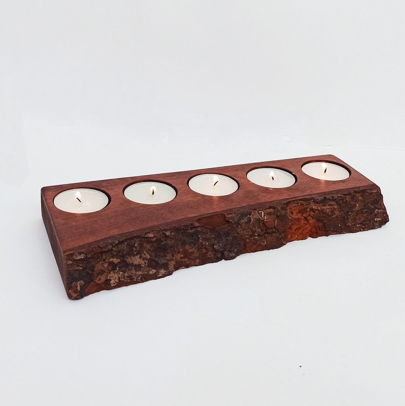 Lod wood tealight candle holder Natural wooden candlesticks 5 - เทียน/เชิงเทียน - ไม้ สีดำ