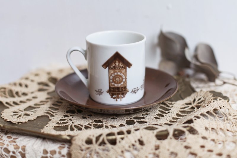 [Good day fetish] 4 German vintage retro antique clock commemorative coffee cup group - Mugs - Porcelain White