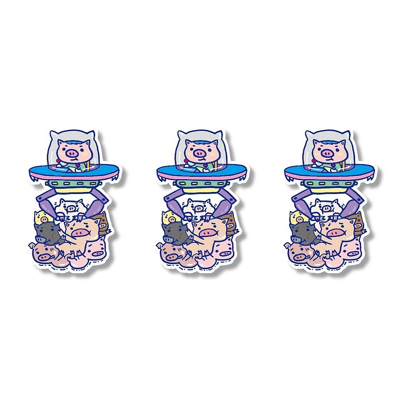 Funny Waterproof Sticker - Grasping Doll Series - Piggy Fat Airship - Stickers - Waterproof Material Pink
