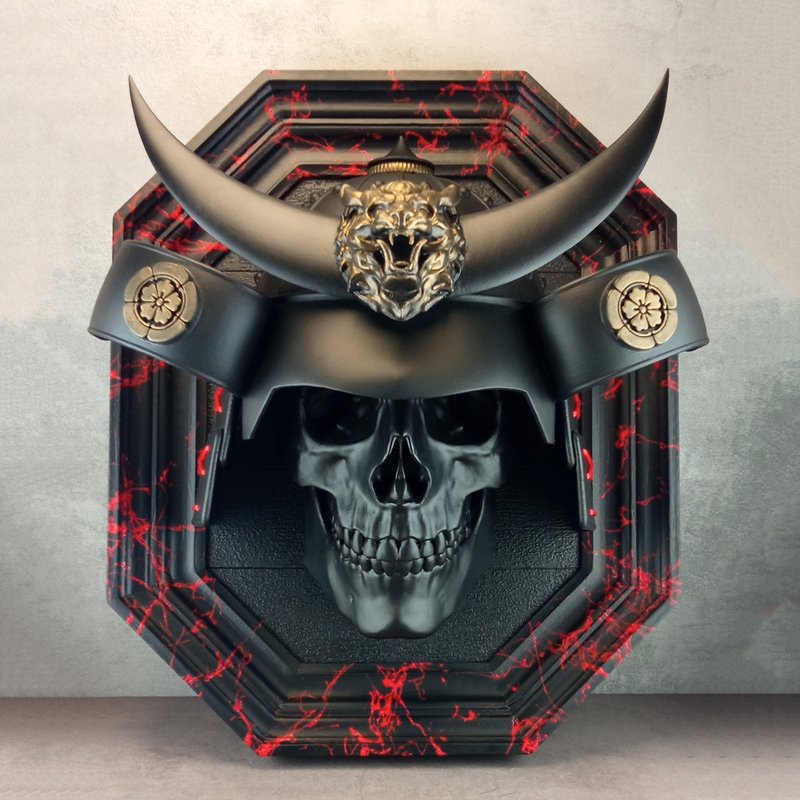 3D Samurai Skull Wall Art - 壁貼/牆壁裝飾 - 塑膠 黑色