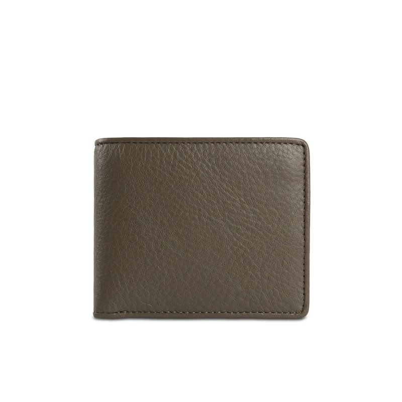 【NEW IN】Theo Leather Bi-fold Wallet with Coin Case (RFID) - Khaki | Men's Style - กระเป๋าสตางค์ - หนังแท้ สีกากี