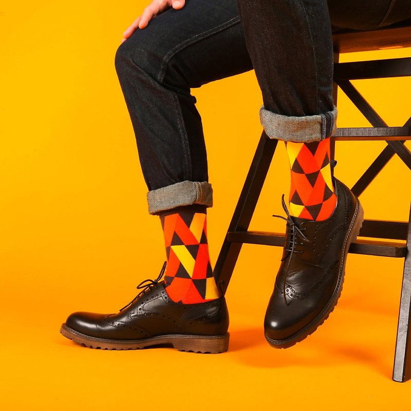 【起司派對】長襪 中筒襪 襪子 | 台灣原創設計襪 SoundsGood - 襪子 - 棉．麻 橘色