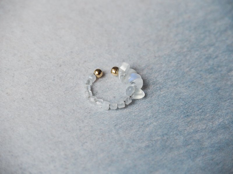 Moonstone  adjustable gold earcuff | single side - Earrings & Clip-ons - Semi-Precious Stones Transparent