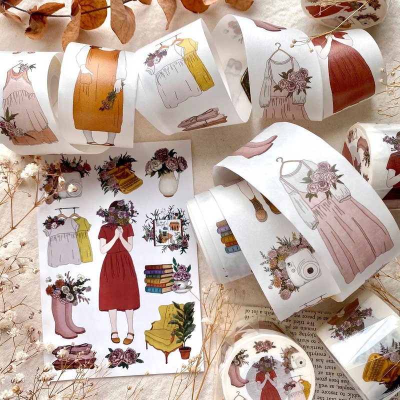 Cozy masking tape - 紙膠帶/和紙/PET - 紙 咖啡色