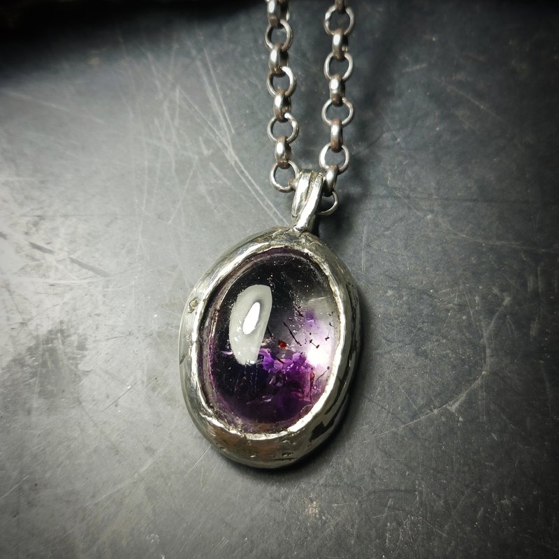 スーパーセブンシルバーコンドーム - ネックレス - スターリングシルバー パープル