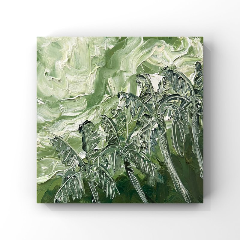 Beach Art Abstract Oil Painting Palm Trees Art Green Aesthetic Wall Art Greenery - 海報/掛畫/掛布 - 其他材質 綠色