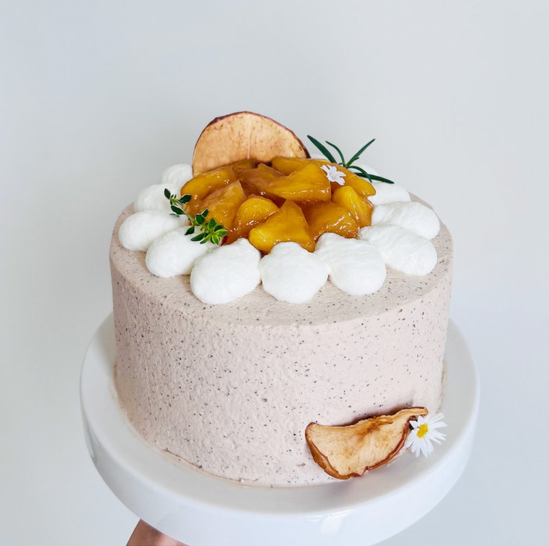 [Lemon Dessert] Caramel Apple Earl Fresh Cream Cake/Self-pickup only - เค้กและของหวาน - อาหารสด สีกากี