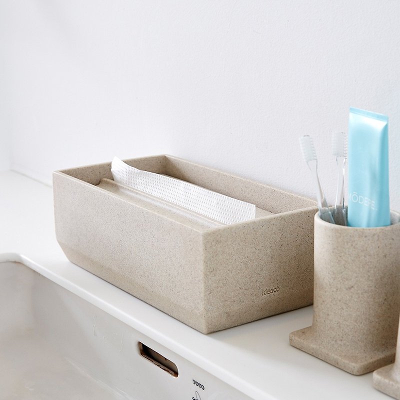 日本ideaco 下降式沉蓋砂岩面紙盒 - 紙巾盒 - 環保材質 多色