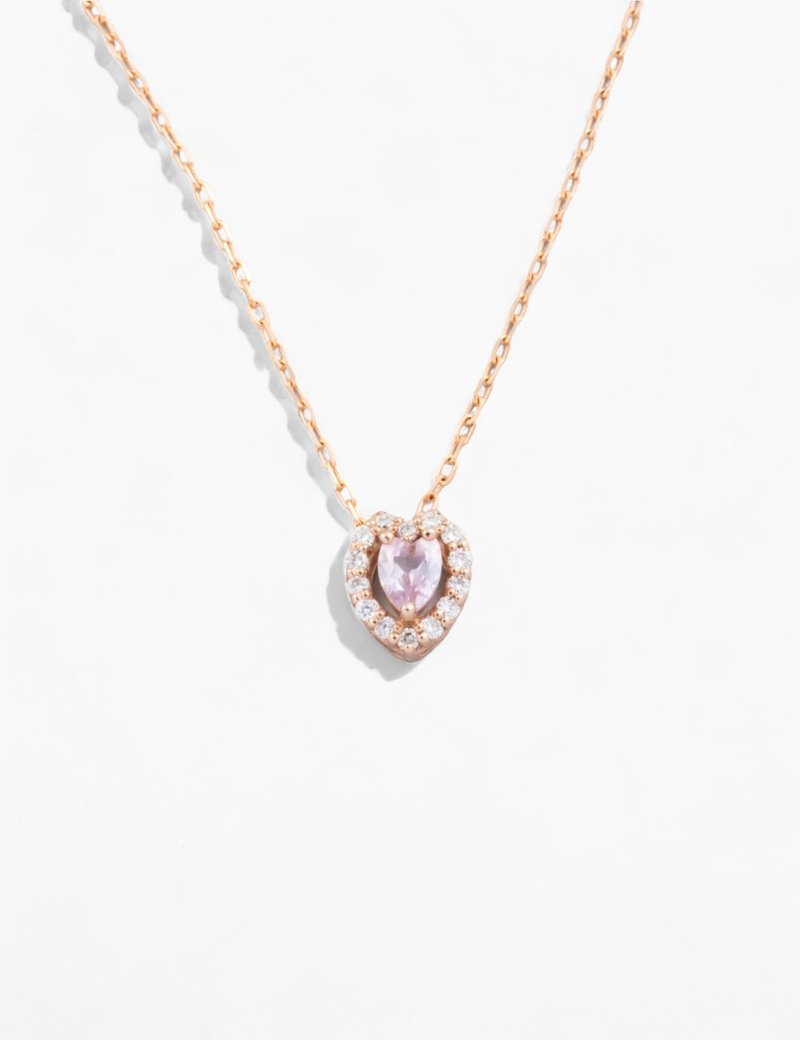 K10 pink gold pink sapphire/diamond necklace - สร้อยคอ - เครื่องเพชรพลอย สึชมพู