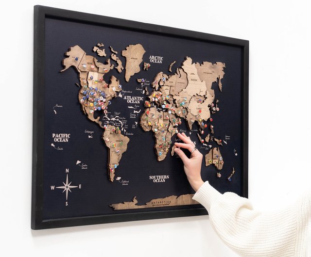 額入りウォールアート、3Dトラベルマップボード、クリスマス
