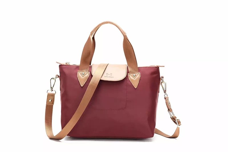 Simple splash-proof portable shoulder two-piece handbag / cross-body bag / shoulder bag / tote bag / red / gray - กระเป๋าแมสเซนเจอร์ - วัสดุกันนำ้ หลากหลายสี