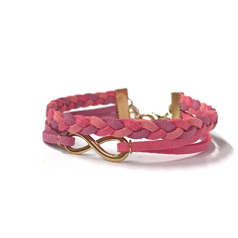 Handmade Double Braided Infinity Bracelets Rose Gold Series– purple pink - Bracelets - Other Materials Purple