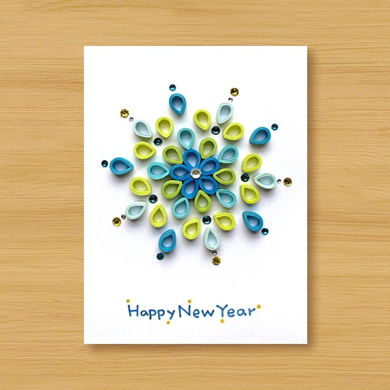 手作りのロール紙のカード_素晴らしいスパークス新年...新年のグリーティングカード、ありがとうカード、ユニバーサルカード - カード・はがき - 紙 ブルー