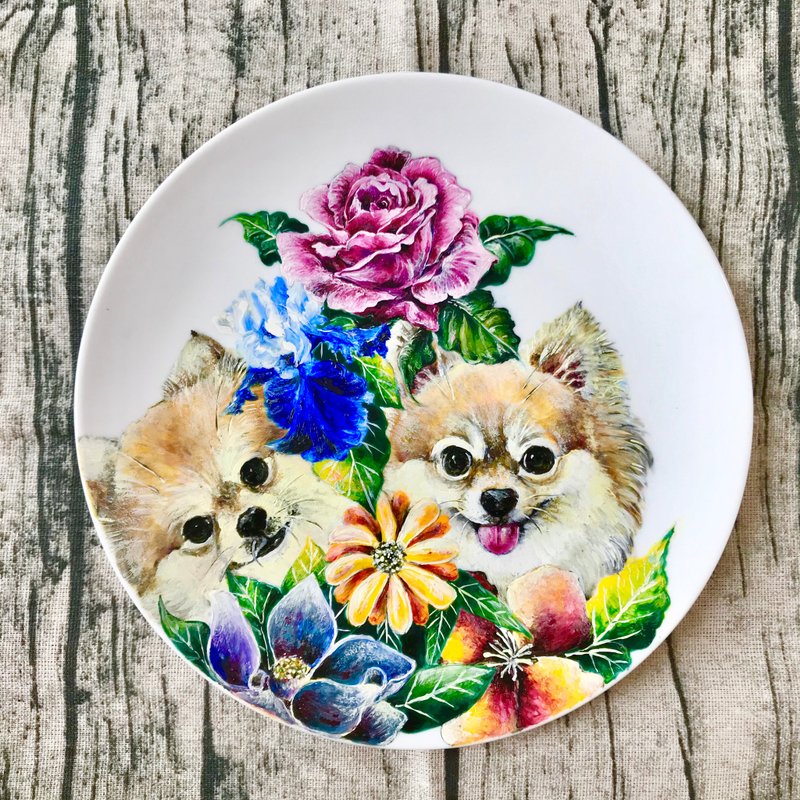 Miss you*customized*8-inch plate: Wang Wang Kaleidoscope - จานและถาด - เครื่องลายคราม 