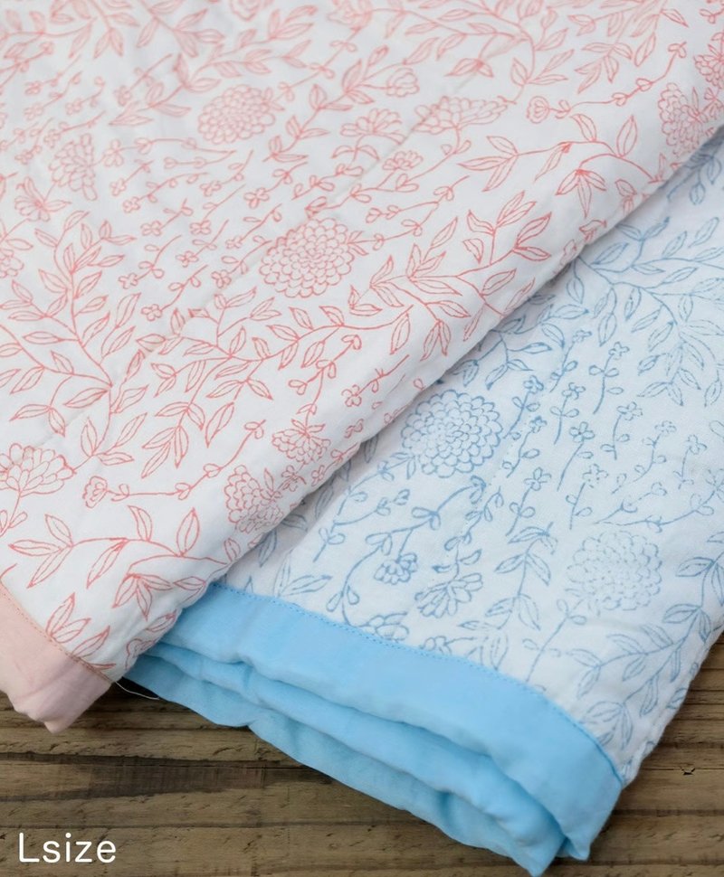 育てていく手織りキルト、ふんわりコットンカディキルト cheerful /Mサイズ - 棉被/毛毯 - 棉．麻 藍色