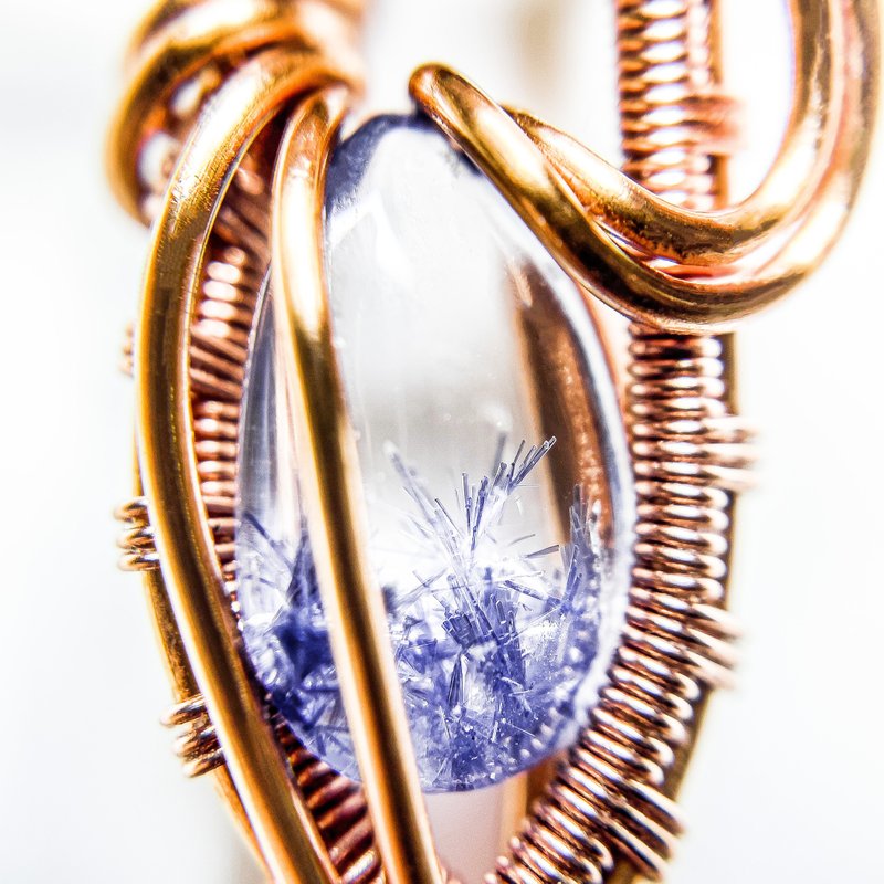 【藍線石】畢業級 藍髮晶藍鈦晶水晶項鍊吊墜 - 項鍊 - 水晶 藍色