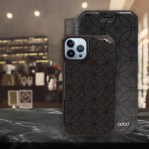 apbs 雅品仕 水晶彩鑽手機殼 iPhone 13全系列 浮雕感軍規防摔立架皮套-圓形花磚
