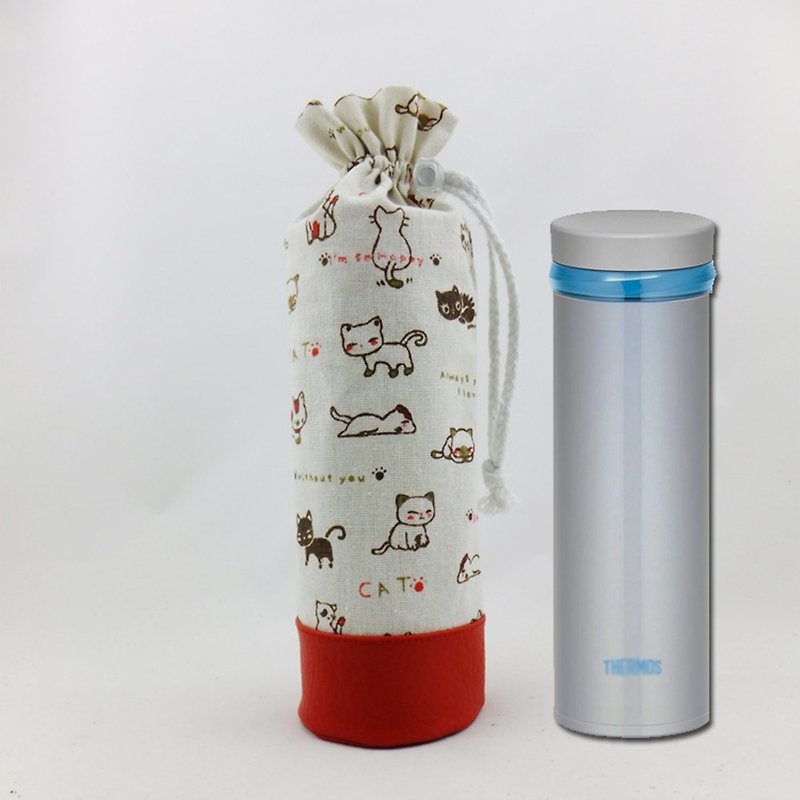 Accompanying cup bag/sheathed cup set Drawstring pocket Drawstring bag Customized gift Can be embroidered Christmas gift - ถุงใส่กระติกนำ้ - วัสดุอื่นๆ 