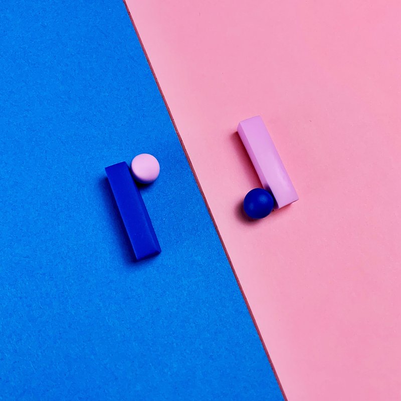 nearly equal blue×pink Clip-On - ต่างหู - ดินเหนียว หลากหลายสี
